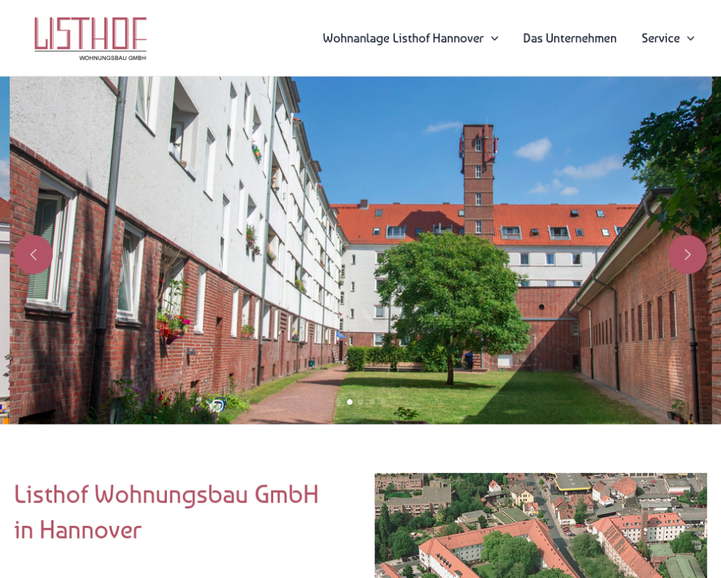 Listhof.De Relaunch, Screenshoot von Webseite